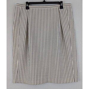 Les Capains sz 46 or US 8 Pencil Skirt pleated textured khaki n black Italy 0136